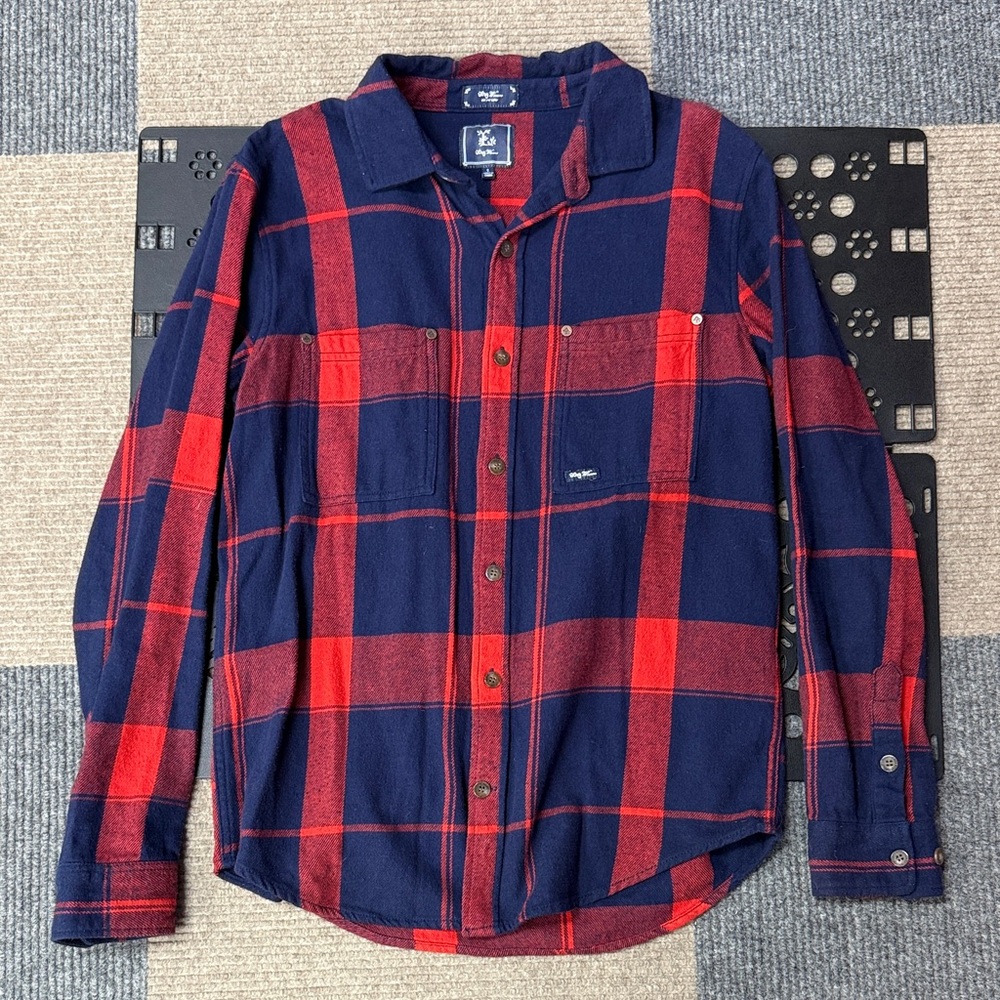 LRG Red and Navy Plaid Button Down Shirt